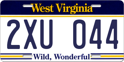 WV license plate 2XU044