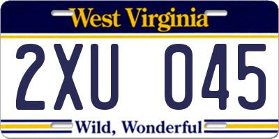 WV license plate 2XU045