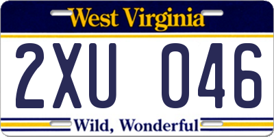 WV license plate 2XU046