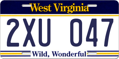 WV license plate 2XU047