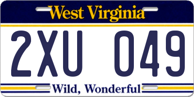 WV license plate 2XU049