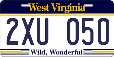 WV license plate 2XU050
