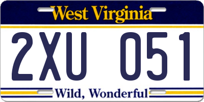 WV license plate 2XU051