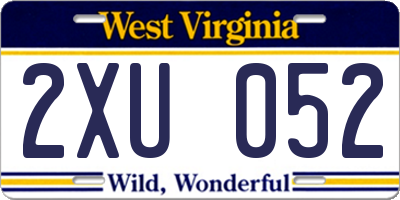 WV license plate 2XU052