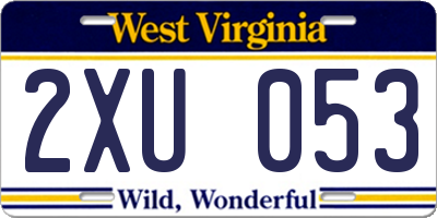 WV license plate 2XU053