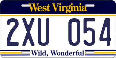 WV license plate 2XU054