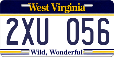 WV license plate 2XU056