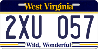 WV license plate 2XU057