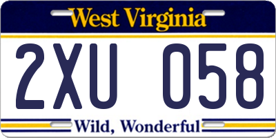 WV license plate 2XU058