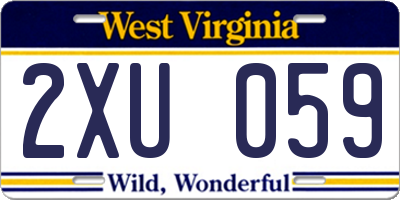 WV license plate 2XU059