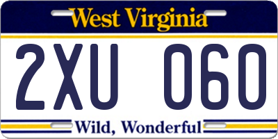 WV license plate 2XU060