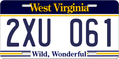WV license plate 2XU061