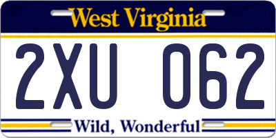 WV license plate 2XU062