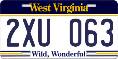 WV license plate 2XU063