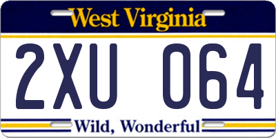 WV license plate 2XU064