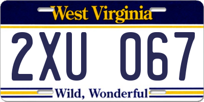 WV license plate 2XU067