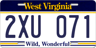 WV license plate 2XU071