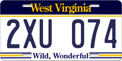 WV license plate 2XU074
