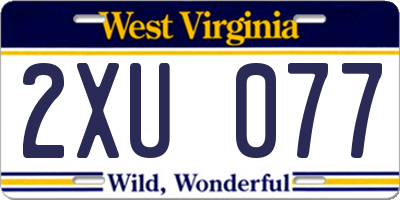 WV license plate 2XU077