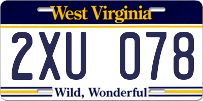 WV license plate 2XU078