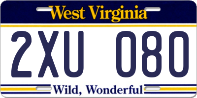 WV license plate 2XU080