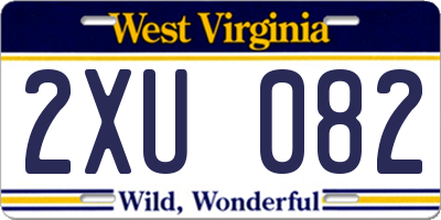 WV license plate 2XU082