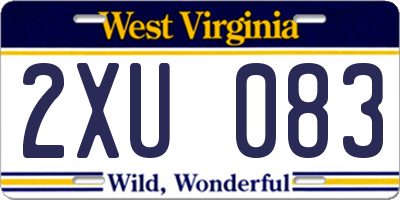 WV license plate 2XU083