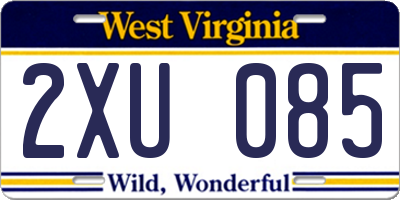 WV license plate 2XU085
