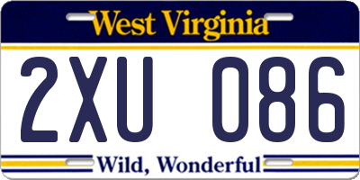 WV license plate 2XU086