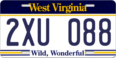WV license plate 2XU088
