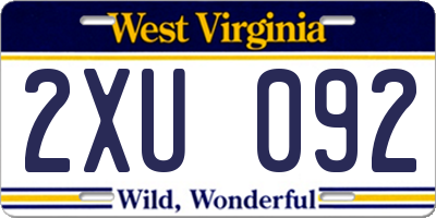 WV license plate 2XU092