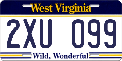 WV license plate 2XU099