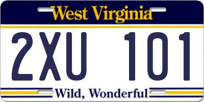 WV license plate 2XU101