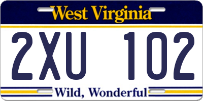 WV license plate 2XU102