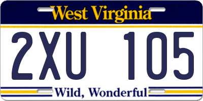WV license plate 2XU105
