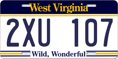 WV license plate 2XU107