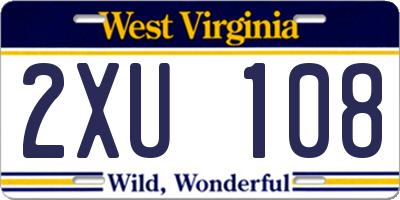 WV license plate 2XU108