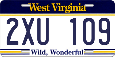 WV license plate 2XU109