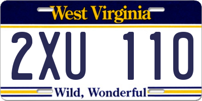 WV license plate 2XU110