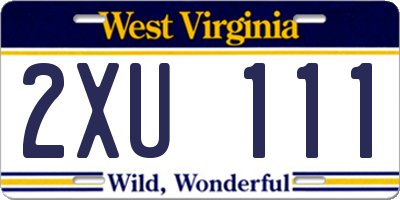 WV license plate 2XU111