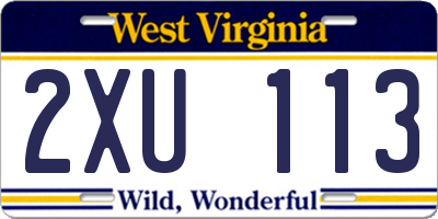 WV license plate 2XU113