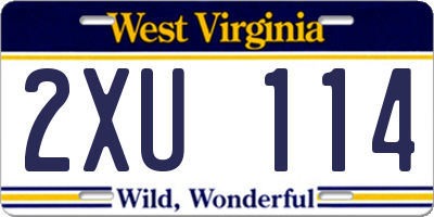 WV license plate 2XU114