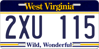 WV license plate 2XU115