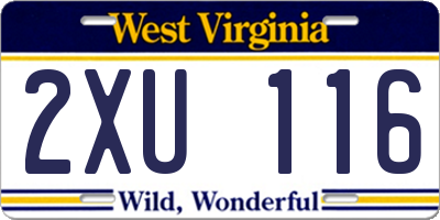 WV license plate 2XU116