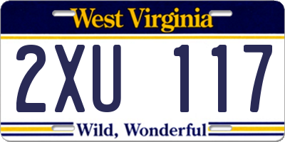 WV license plate 2XU117