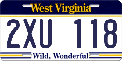 WV license plate 2XU118