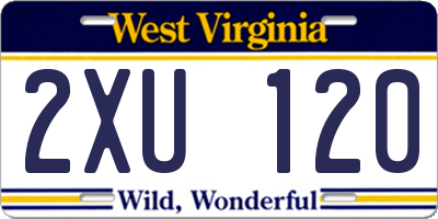 WV license plate 2XU120