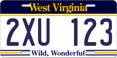 WV license plate 2XU123