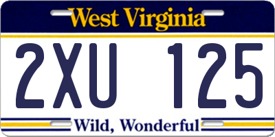 WV license plate 2XU125
