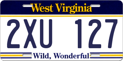 WV license plate 2XU127